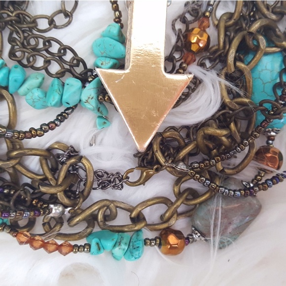 Faux Turquoise Multi-Chain Boho Necklace - Picture 3 of 6